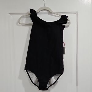 Chic Black Ruffle Swimsuit